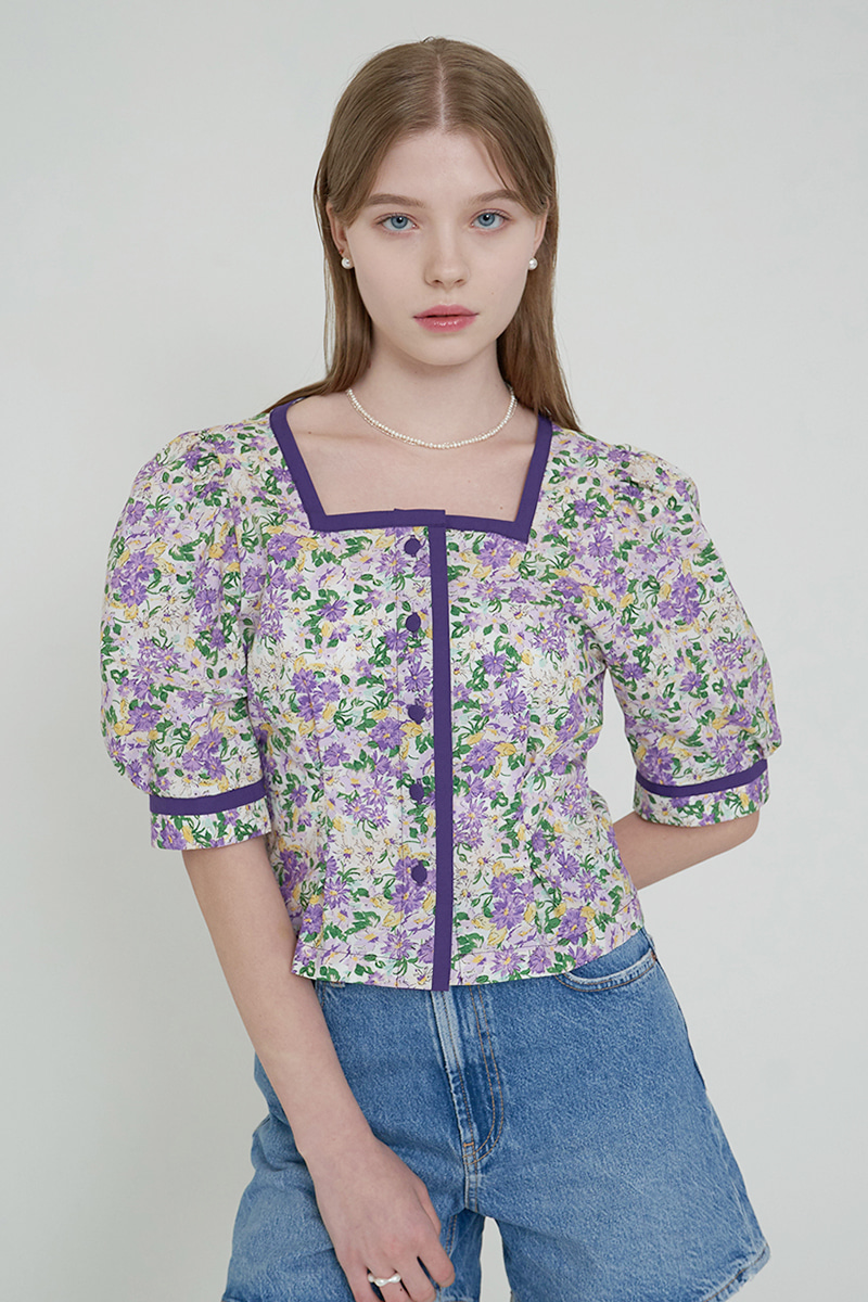 coco flower square neck blouse VI